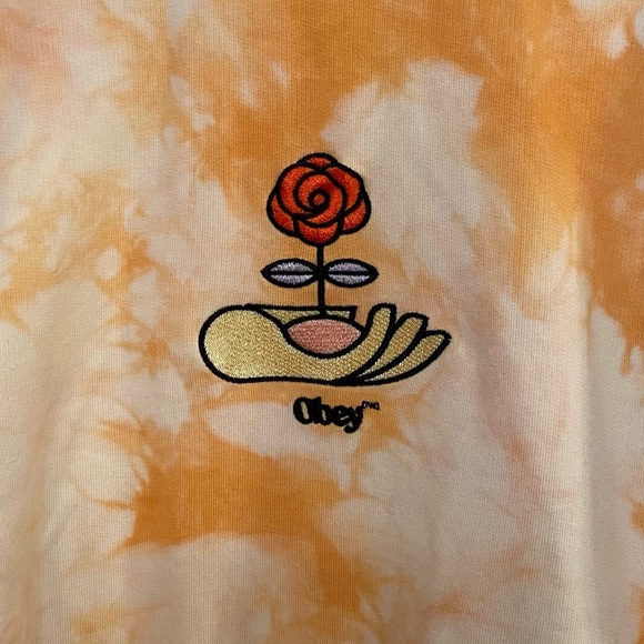 Obey Peach Tie Dye Crew Neck Pullover Sweatshirt NWT - Picture 4 of 9